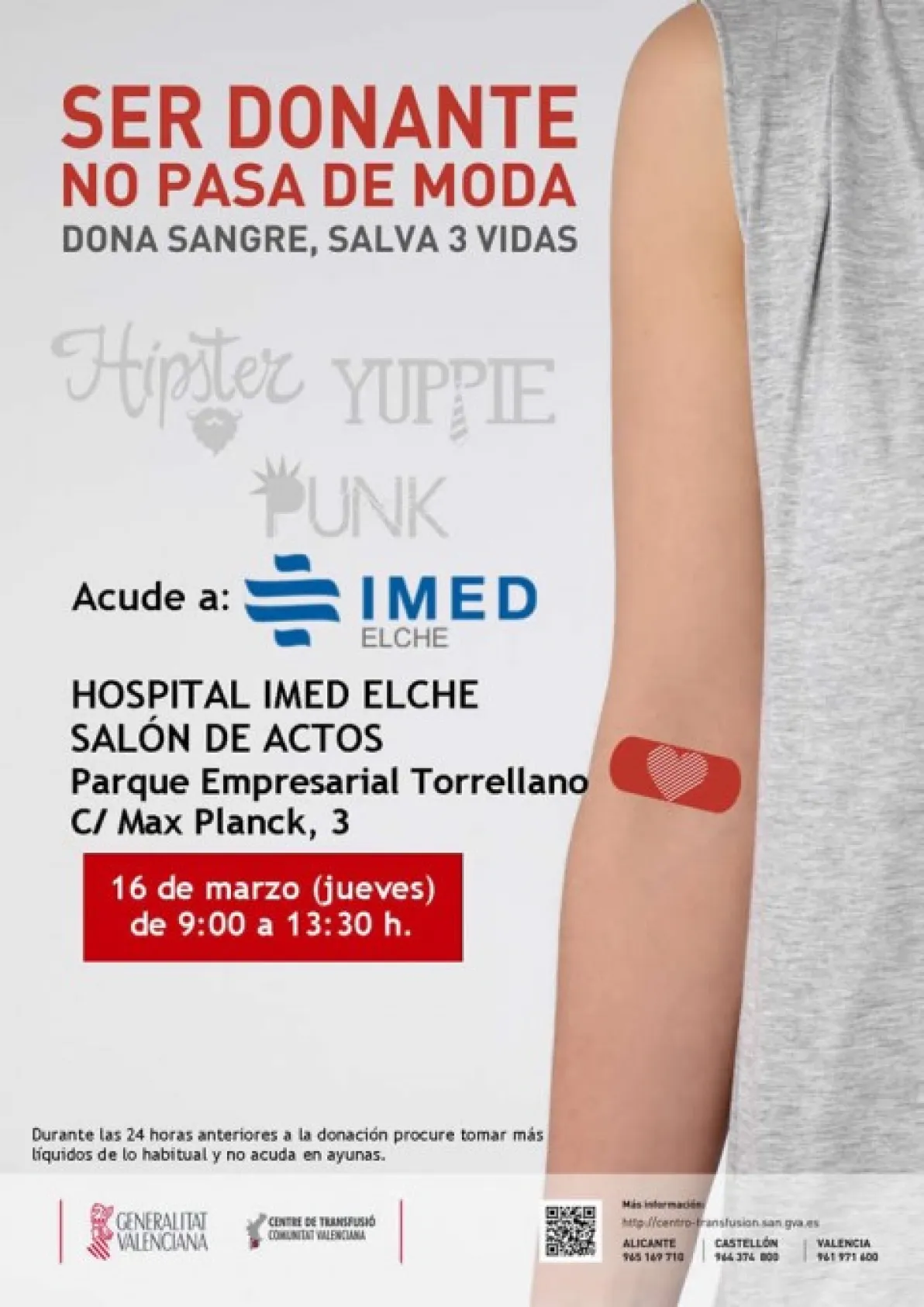 El Hospital IMED Elche acoge una colecta de sangre el próximo jueves 16 de marzo